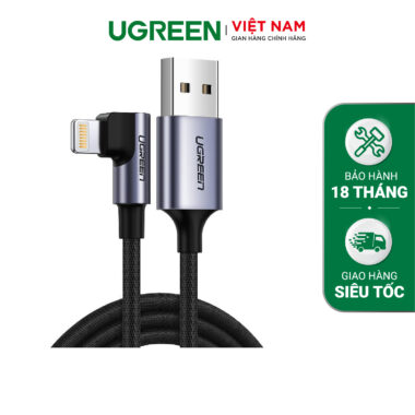 Cáp sạc iPhone/ iPad UGREEN US299 - Đầu bẻ vuông góc chống gập gãy - Tốc độ truyền dữ liệu 480Mbps